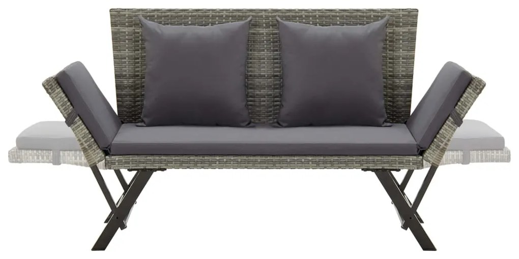 Banco de jardim c/ almofadões 176 cm vime PE cinzento