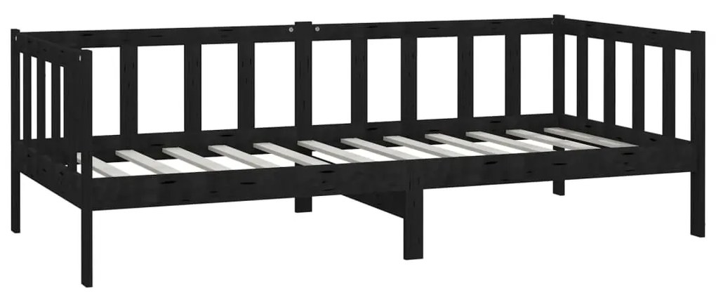 Sofá Cama Lena - Cor Preto - Em Madeira de Pinho Maciça - 203x98x66 cm