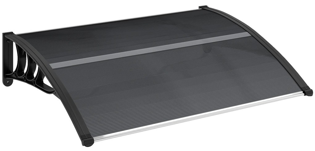 Outsunny Marquise para Portas e Janelas 100x75x23 cm Marquise de Proteção contra Sol e Chuva com Cobertura de Policarbonato Preto | Aosom Portugal