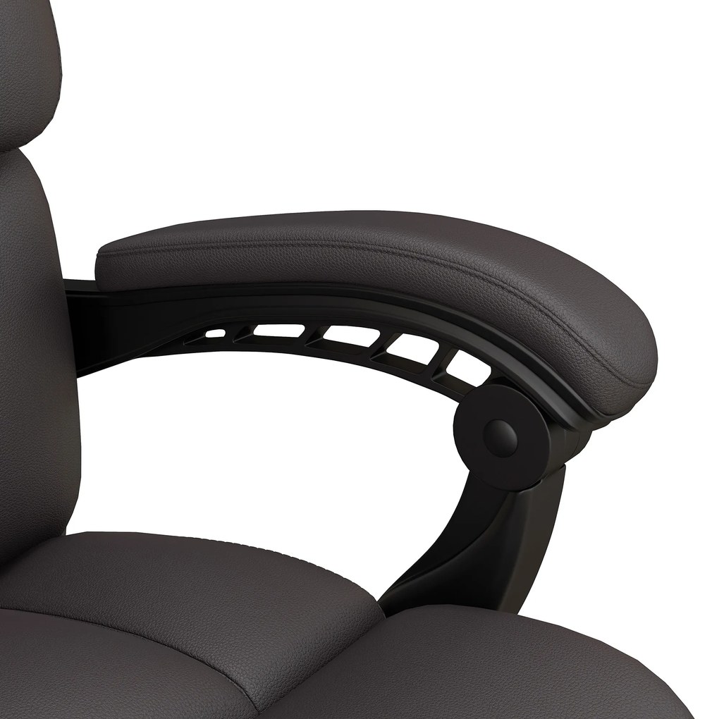 Vinsetto Cadeira de Escritório com 6 Pontos de Massagem Cadeira Executiva Reclinável de PU com Controlo Remoto Altura Ajustável Encosto Alto Apoio para os Pés e Bolso 63x57x118-126 cm Marrom