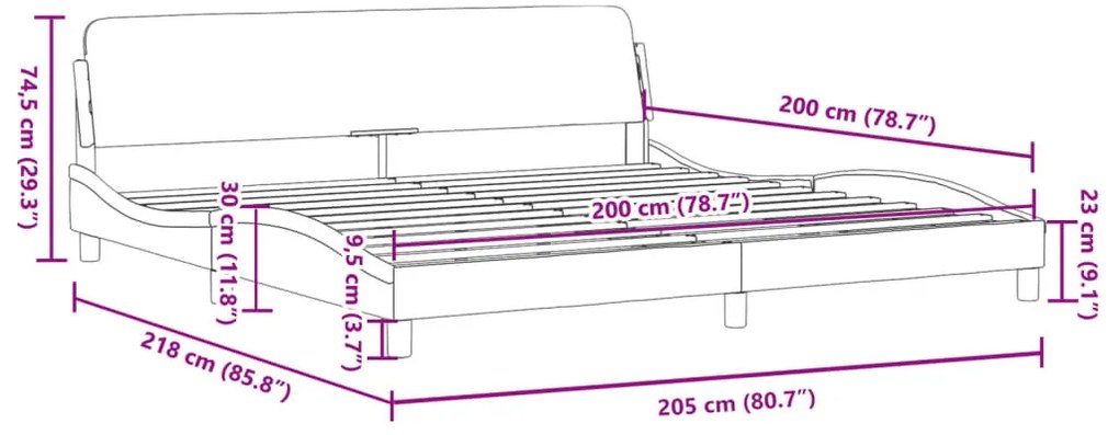 Estrutura de cama sem colchão 200x200 cm tecido cor creme