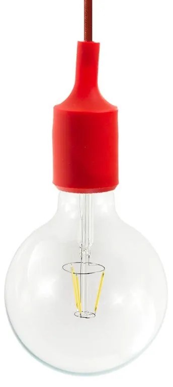 Suspensão com cabo têxtil e detalhes em silicone - Fabricado em Itália - Sem lâmpada / Vermelho