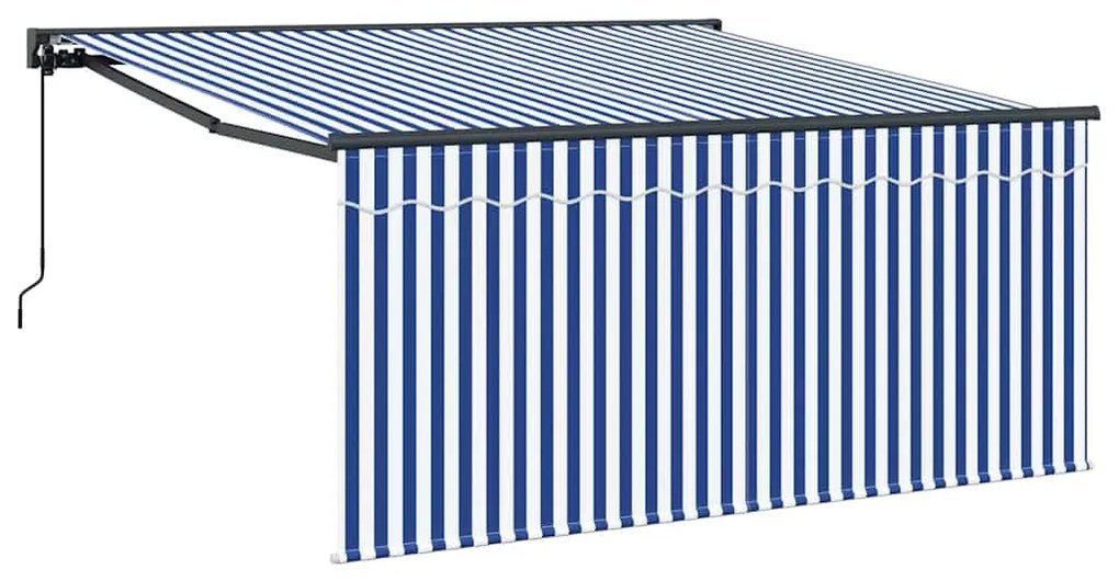 Toldo Retrátil Manual Marinho e Branco 350 x 250 cm