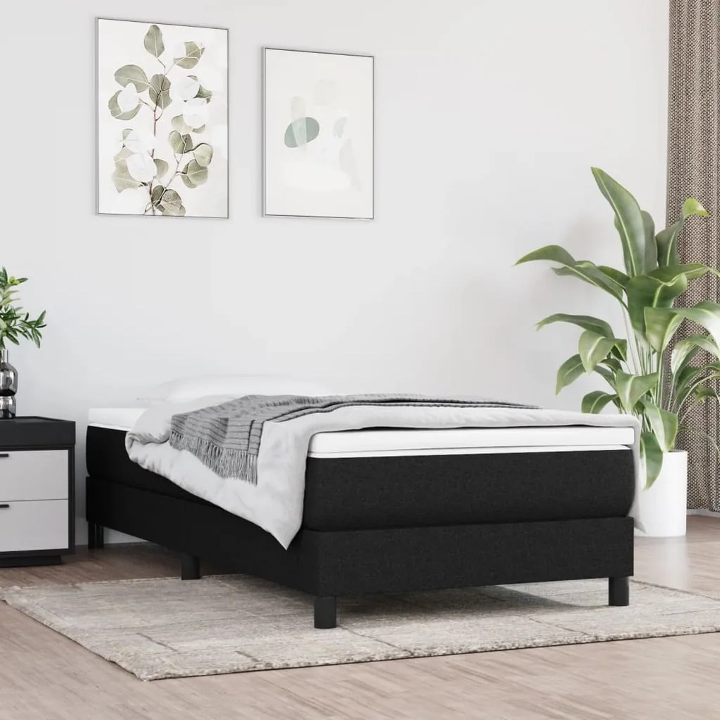 vidaXL Estrutura de cama com molas 80x200 cm tecido preto