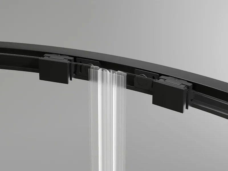 Mexen Exo cabine de duche semicircular deslizante 90 x 90 cm, transparente, preta - 8132-090-090-70-00