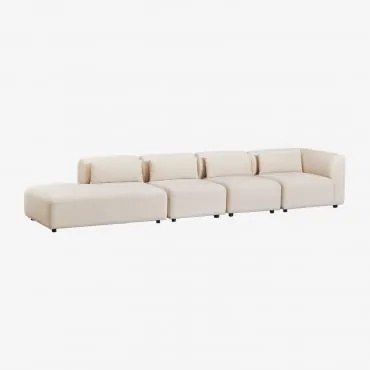 Sofá Modular De Canto Em 4 Peças Com Chaise Longue À Esquerda Fogler Linho Veludo Bege Linho - Sklum