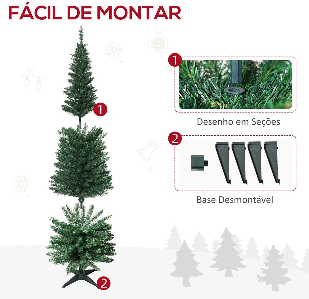 HOMCOM Árvore de Natal Artificial 180cm Ignífugo com 390 Pontas de Ram