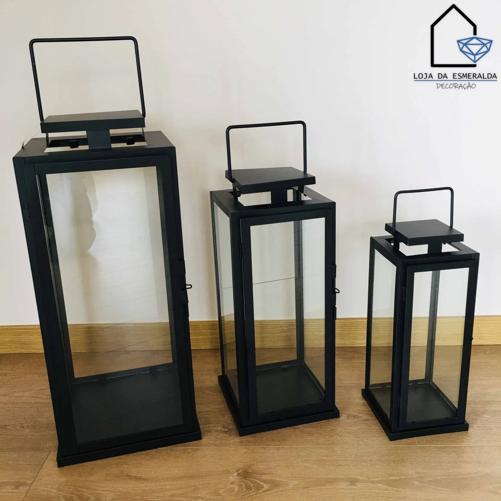 Lanternas | Metal Preto - 14x14x35CM
