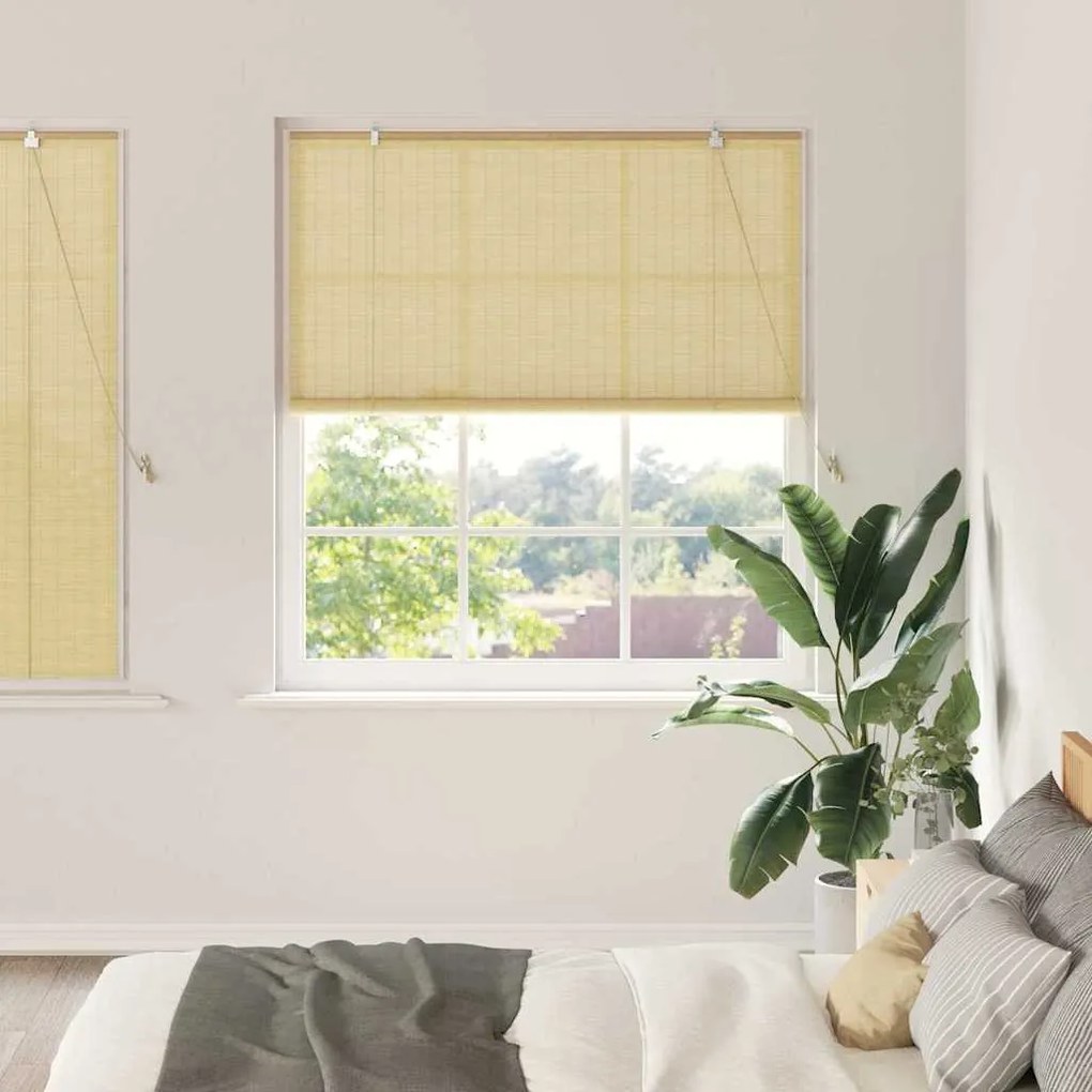 vidaXL Estores de rolo com cortinas Manual Natura 140 x 160 cm Bambu