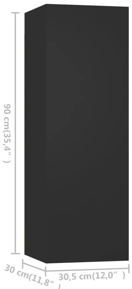 3 pcs conjunto de móveis de TV derivados de madeira preto
