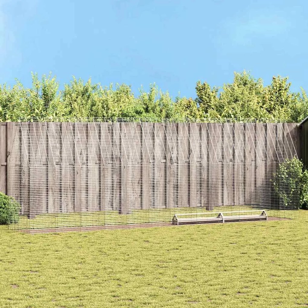 vidaXL Gaiola para galinhas 2 pcs Prateado 600 x 100 x 210 cm