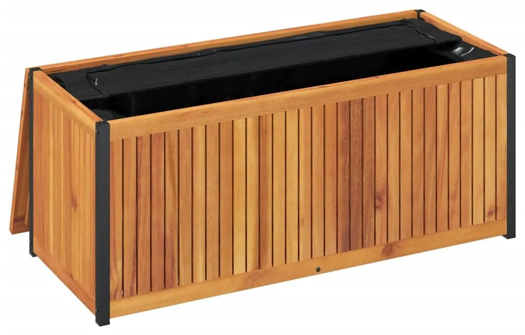 Caixa almofadões de exterior 110x45x42/53 cm acácia maciça/aço