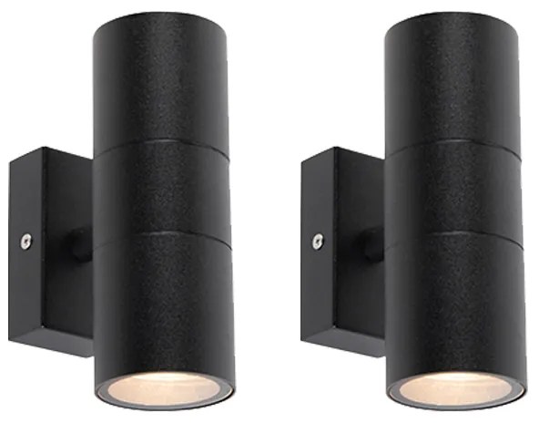 Conjunto de 2 Apliques de Parede Exteriores Preto IP44 - Duo Moderno