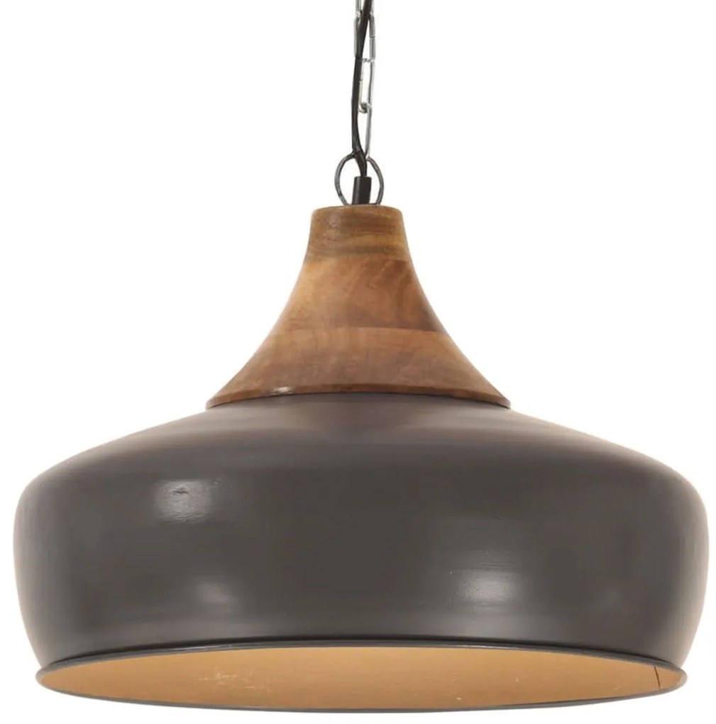vidaXL Candeeiro teto industrial 35cm E27 ferro cinza e madeira maciça