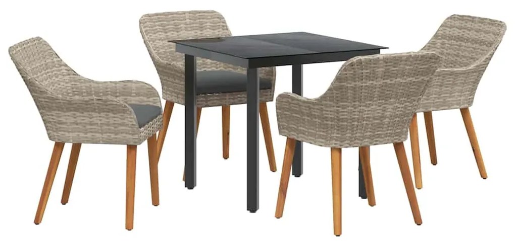 Conjunto de sala de jantar 5 pcs Cinza claro e preto Médio