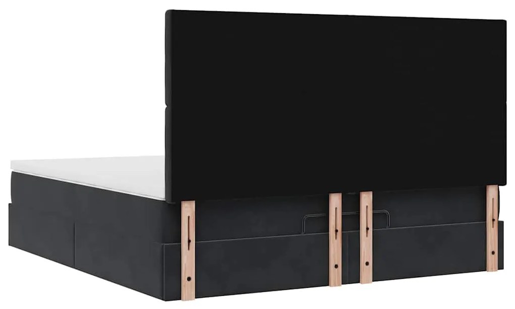 Estrutura de cama otomana com colchões 160x200 cm veludo preto