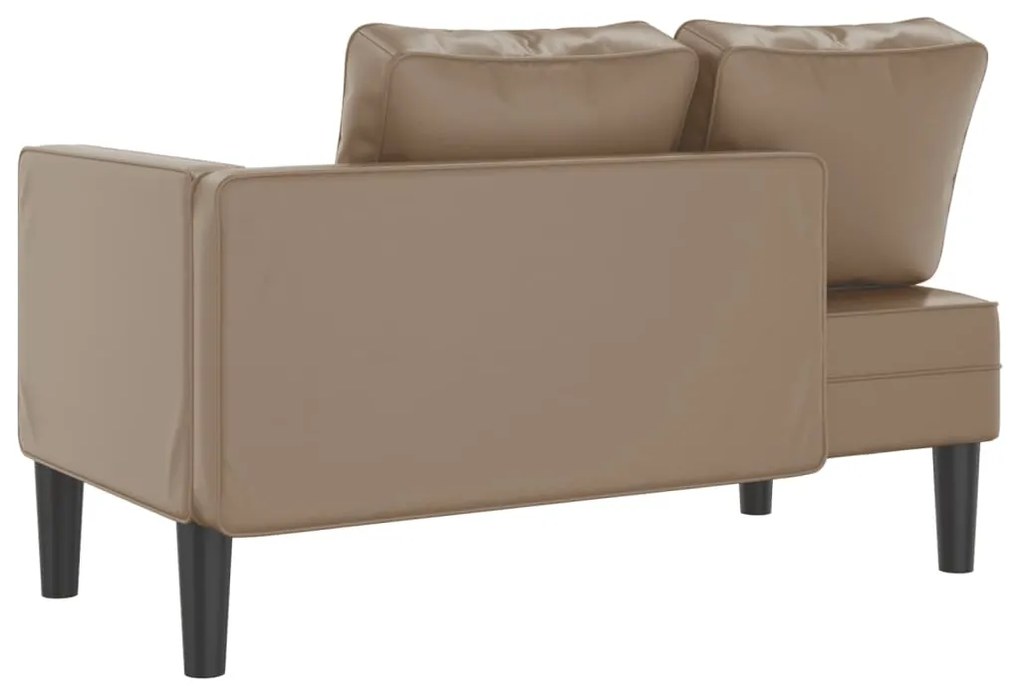 Chaise longue com almofadões couro artificial cor cappuccino