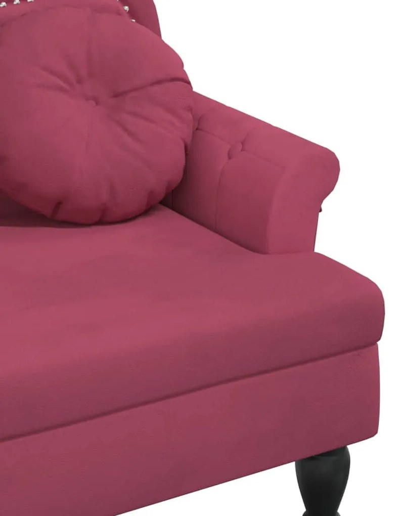 Banco com almofadões 120,5x65x75 cm veludo vermelho tinto