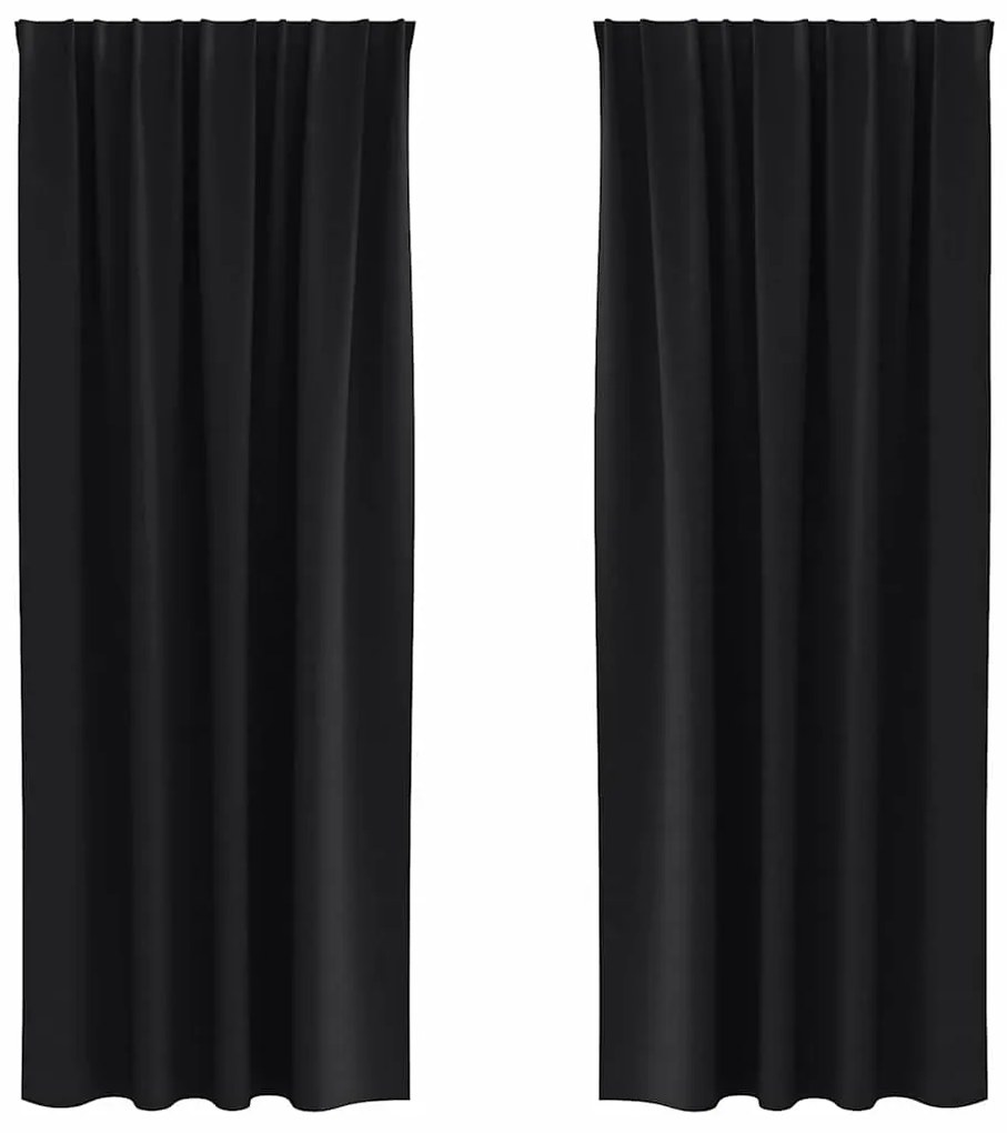 Cortinas com cortinas 2 pcs Preto 260 x 140 cm Poliéster