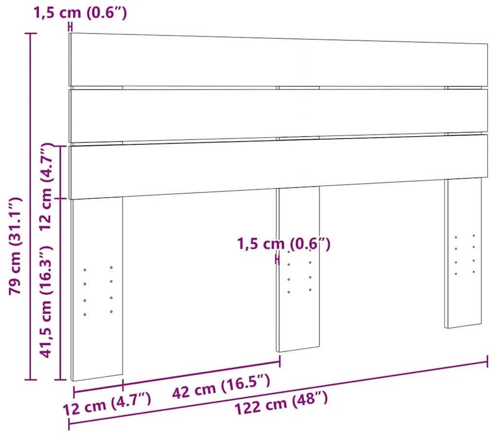 Cabeceira 120 cm Madeira maciça de carvalho