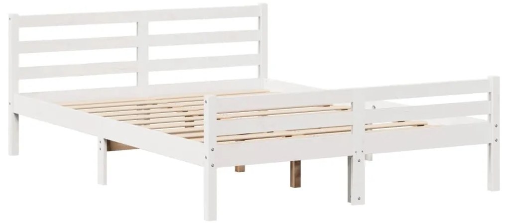 Cama com estante sem colchão 140x200 cm pinho maciço branco