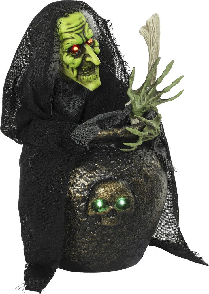 HOMCOM Bruxa de Mesa Animada para Halloween com Som de Risada, Olhos Iluminados e Ativação por Som/Toque | Aosom Portugal