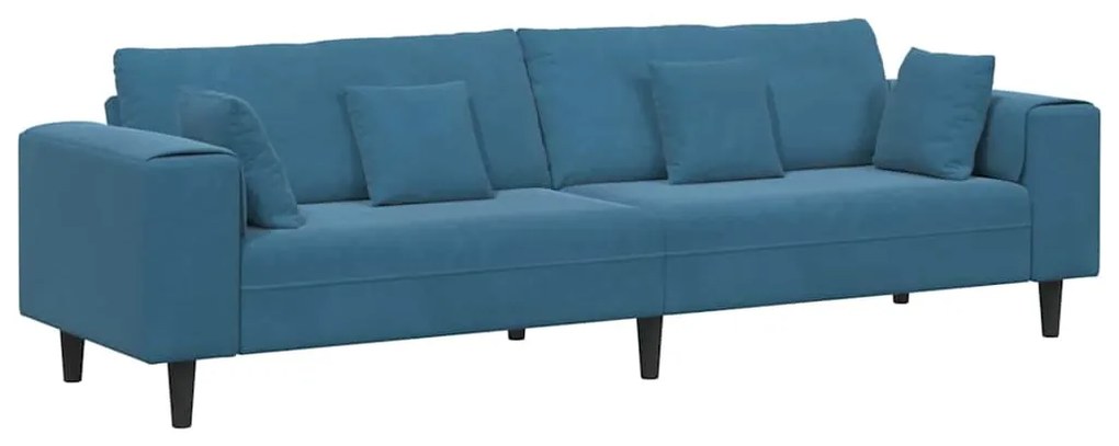 Sofá de Veludo com almofada com travesseiro Azul 208 cm Veludo