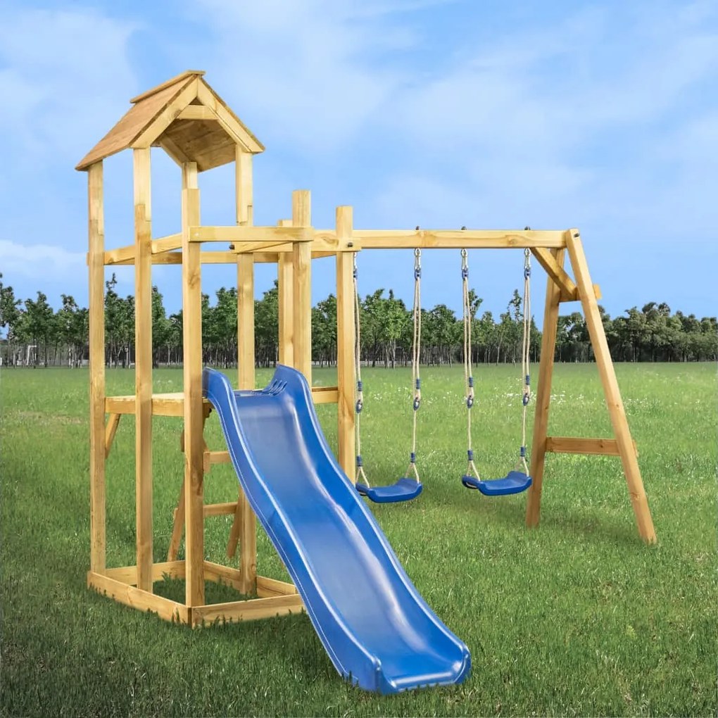 279063 vidaXL Conjunto brincar p/ exterior 285x305x226,5 cm pinho impregnado
