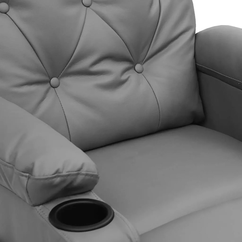 Poltrona de massagens elevatória couro artificial cinzento