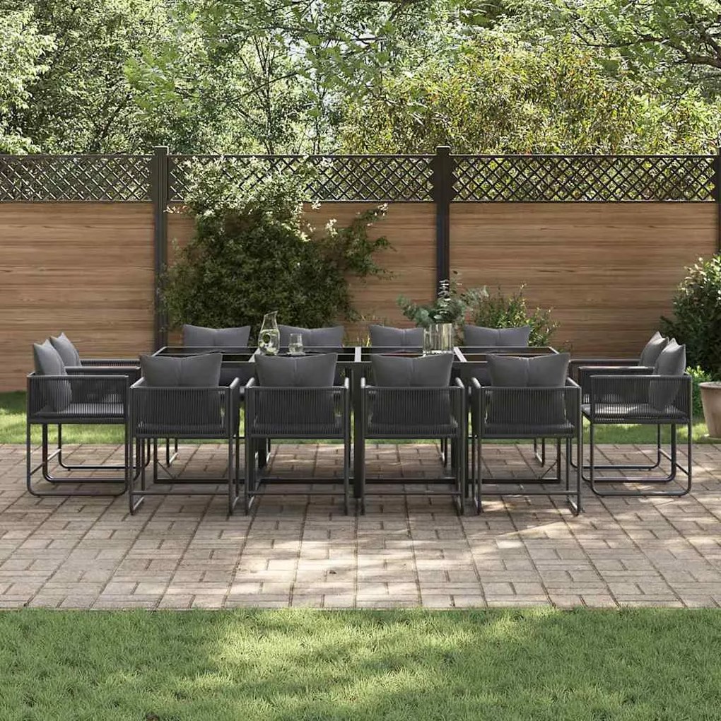Conjunto de Jantar de Jardim de 16 Peças com Almofadas em Aço e Poly R