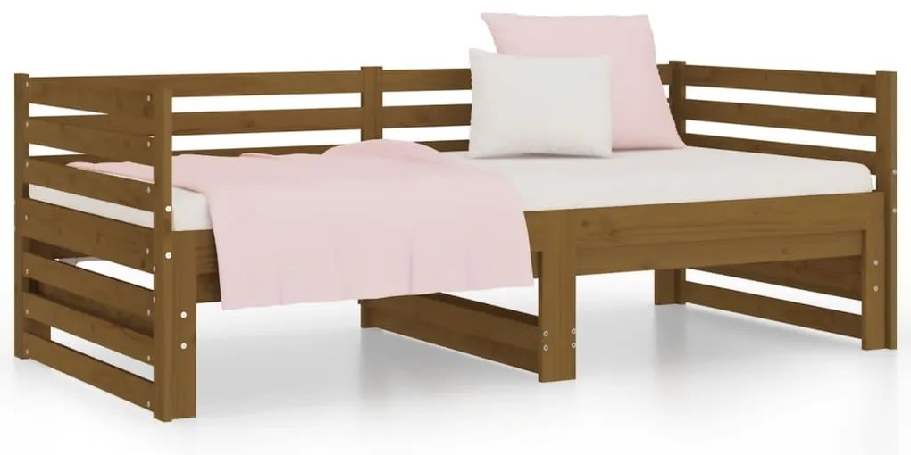 Estrutura sofá-cama de puxar 2x(90x190)cm pinho maciço castanho