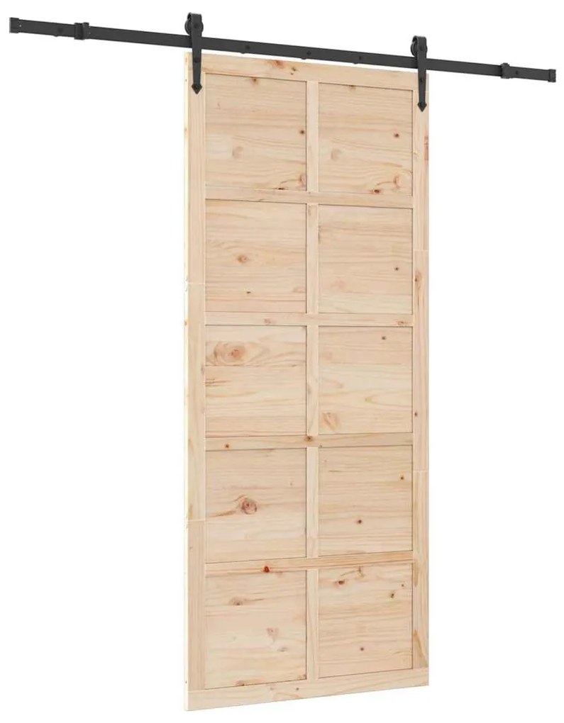 Porta Deslizante Castanho 90 x 208 cm Madeira de pinho maciça
