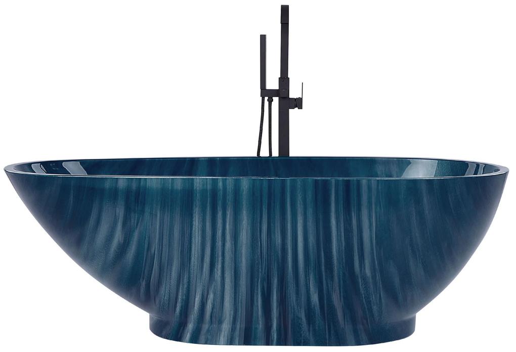 Banheira autónoma em acrílico azul marinho com efeito de mármore 170 x 80 cm RIOJA Beliani