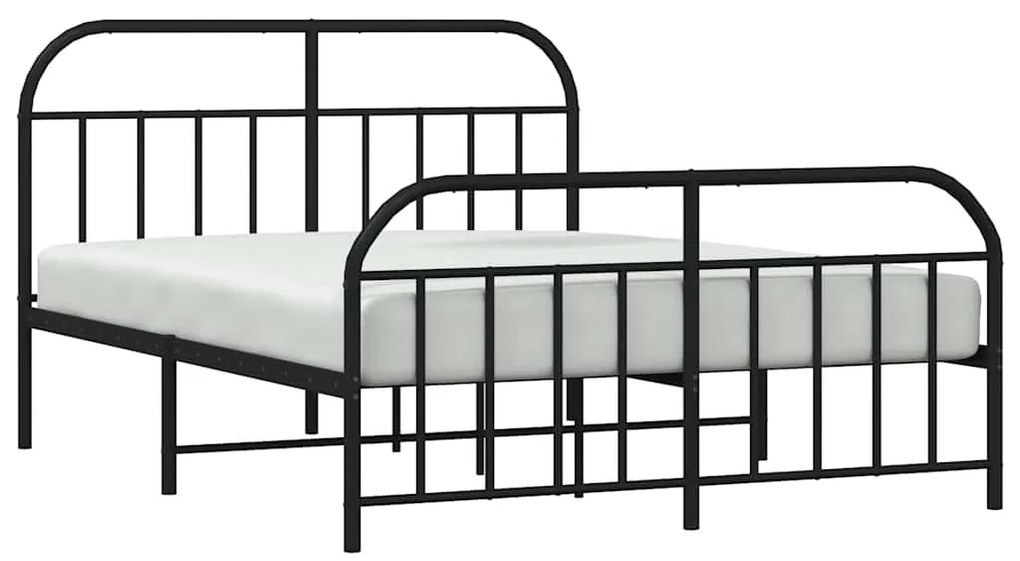 Estrutura de cama com cabeceira e pés 150x200 cm metal preto
