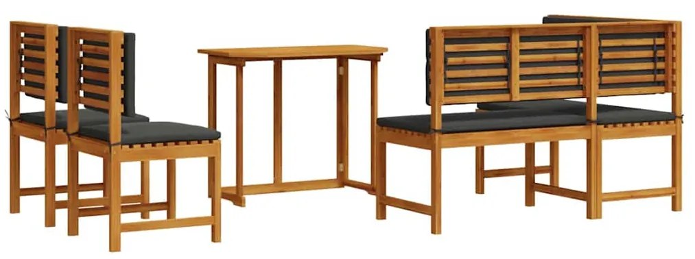 Conjunto de Jantar de Jardim de 4 Peças com Almofadas em Madeira Maciç