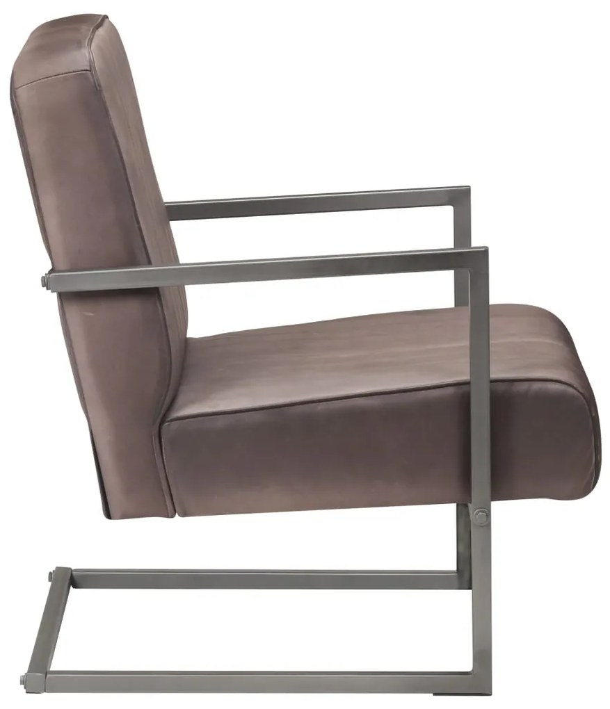 Poltrona cantilever couro genuíno castanho