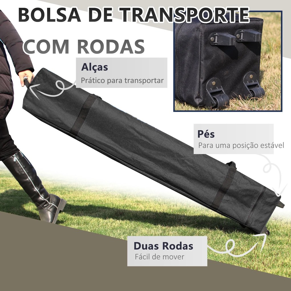 Tenda Dobrável Pop-UP 3,92x3,92x2,83 m Tenda de Jardim com Altura Ajus