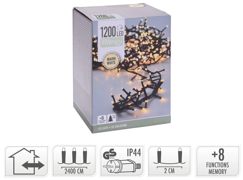 Grinalda 1200 Leds Luz Quente 24M
