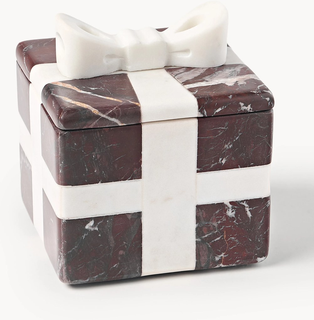 Caixa decorativa de Natal em mármore Rosso Levanto Cutemas, L 12 cm