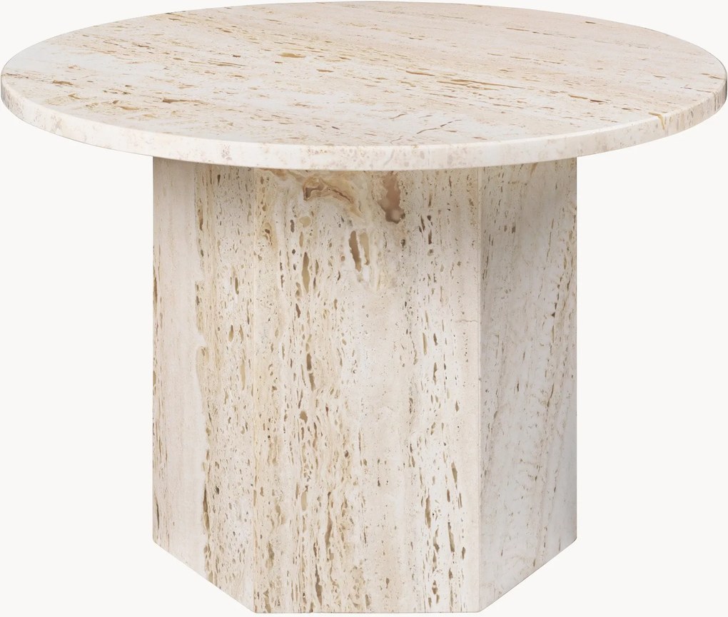 Mesa de centro redonda em travertino Epic, Ø 60 cm