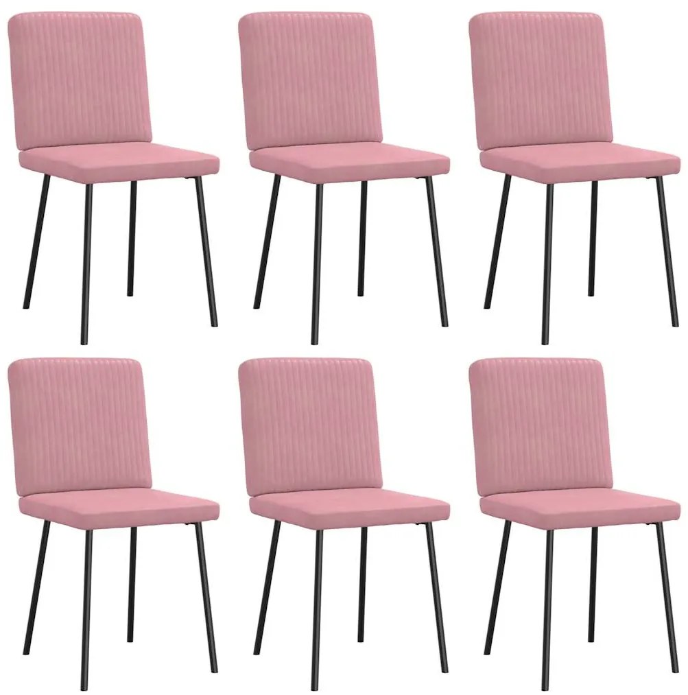 Cadeiras de jantar 6 pcs veludo rosa