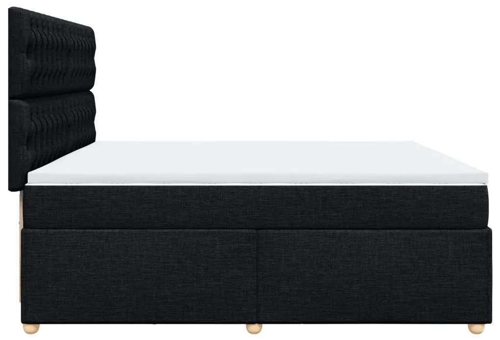 Cama com molas/colchão 200x200 cm tecido preto
