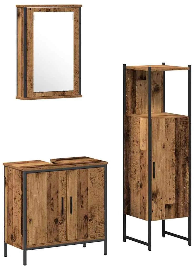 Conjunto de 3 Peças de Móveis para Banheiro Madeira Antiga Madeira Fab