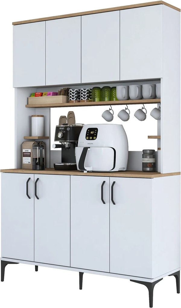 Armário Alto de Cozinha "Stella" - 120 x 184,2 x 40 cm - Nogueira e Br