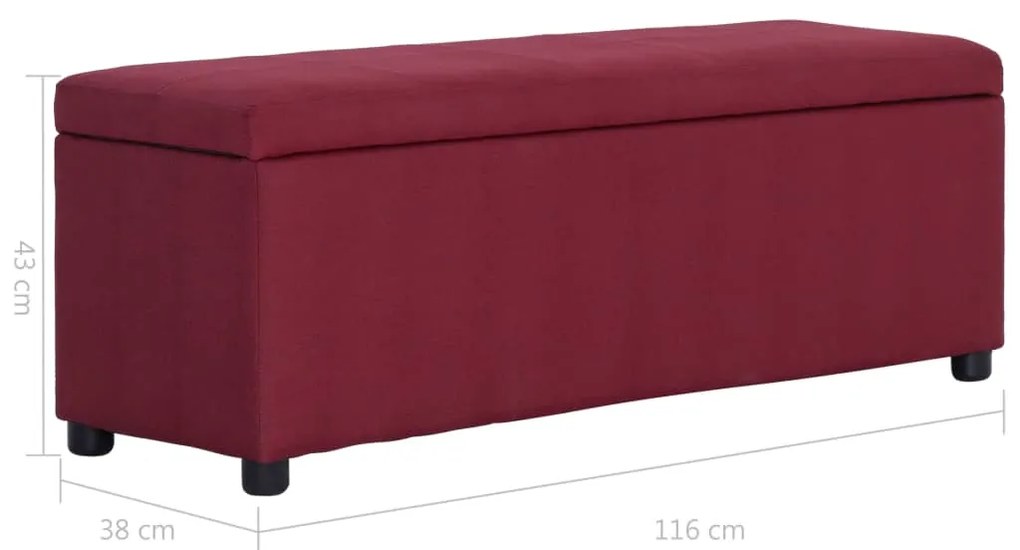 Banco c/ compart. de arrumação 116 cm poliéster vermelho tinto
