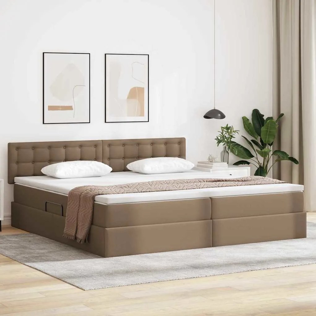 vidaXL Cama com arrumação e colchão Cappuccino 200 x 200 cm