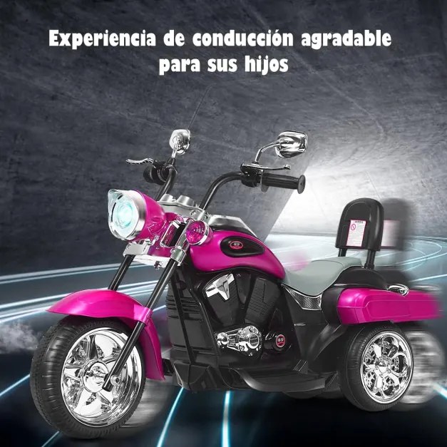 Motocicleta estilo chopper para crianças,  movida a bateria 6v com música Roxa