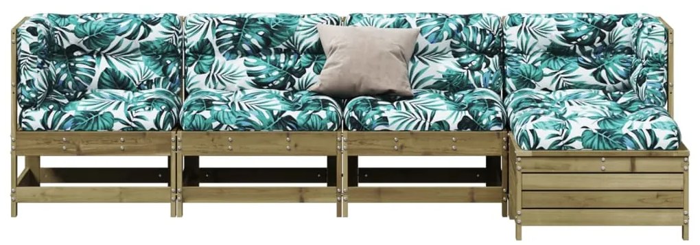 5 pcs conjunto lounge de jardim c/ almofadões pinho impregnado