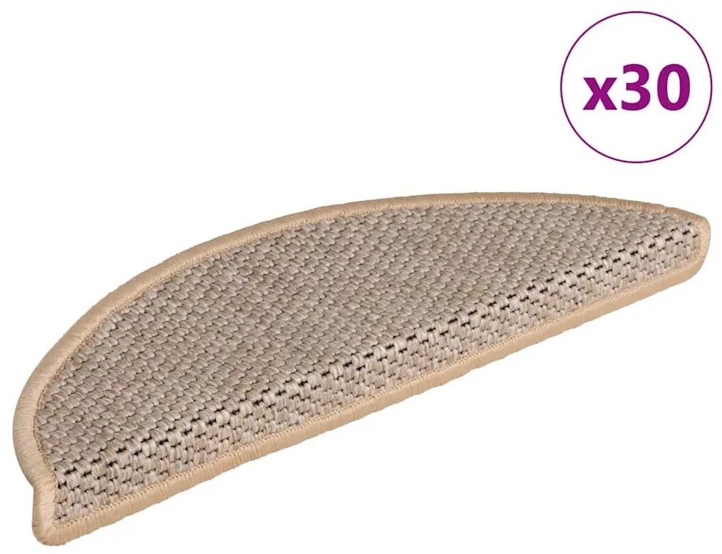 Tapetes escada adesivos aspeto sisal 30pcs 56x17x3cm bege-claro