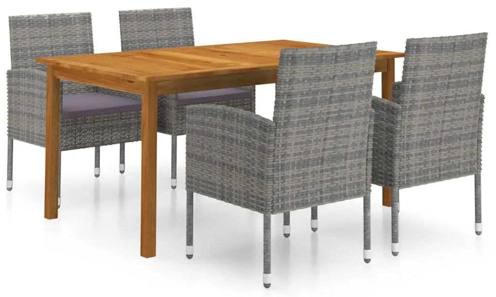 vidaXL 5 pcs conjunto de jantar para jardim cinzento